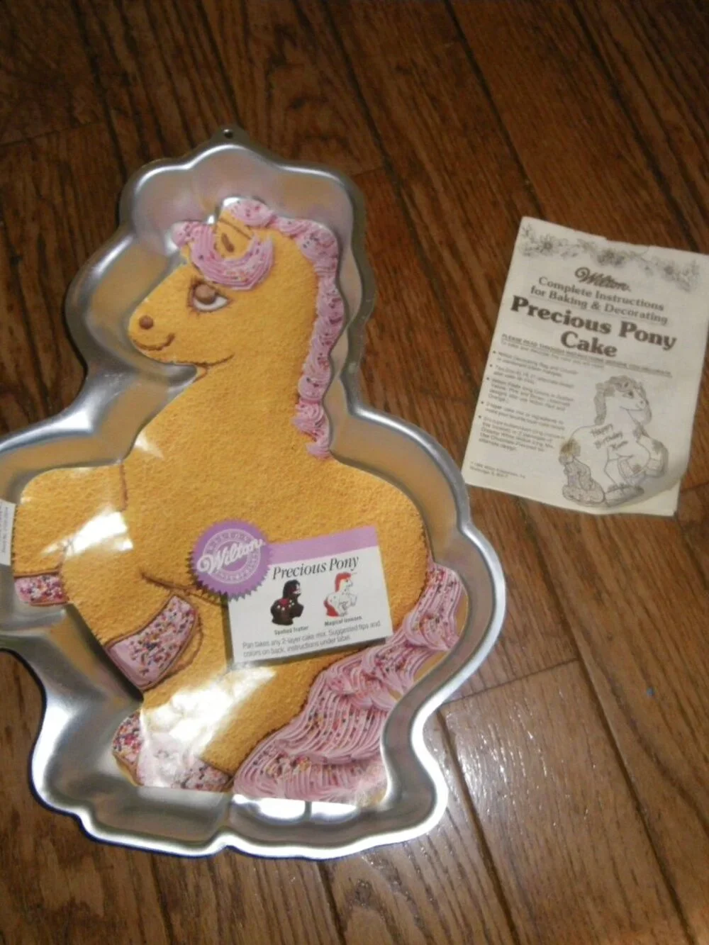Vintage 80's Wilton Precious Pony Aluminum Cake Pan w/ Instruction Booklet